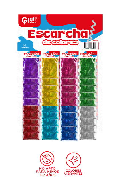 Carton Escarcha Colores X 40