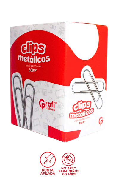 Caja Clips Metálicos Grafi Colors 33 MM 36GR