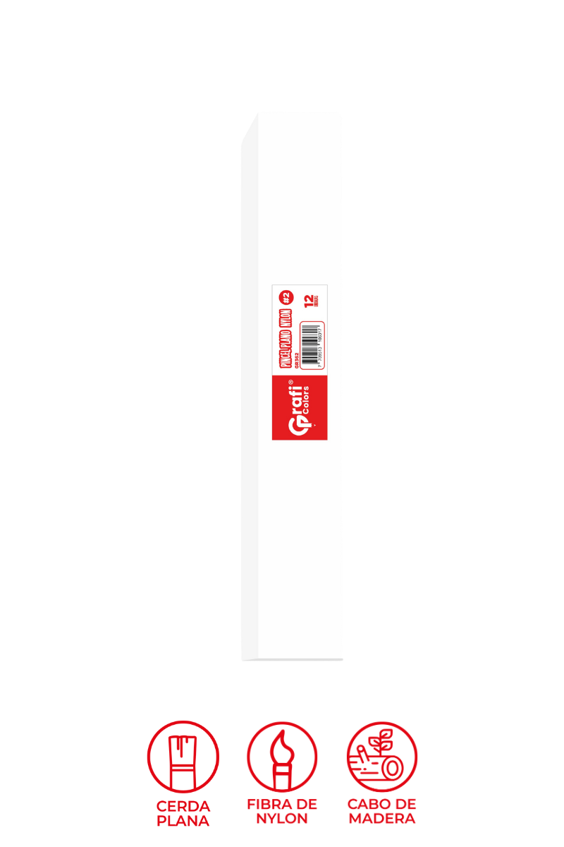 Pincel Grafi Colors Nylon Plano # 02 X 12 Unidades