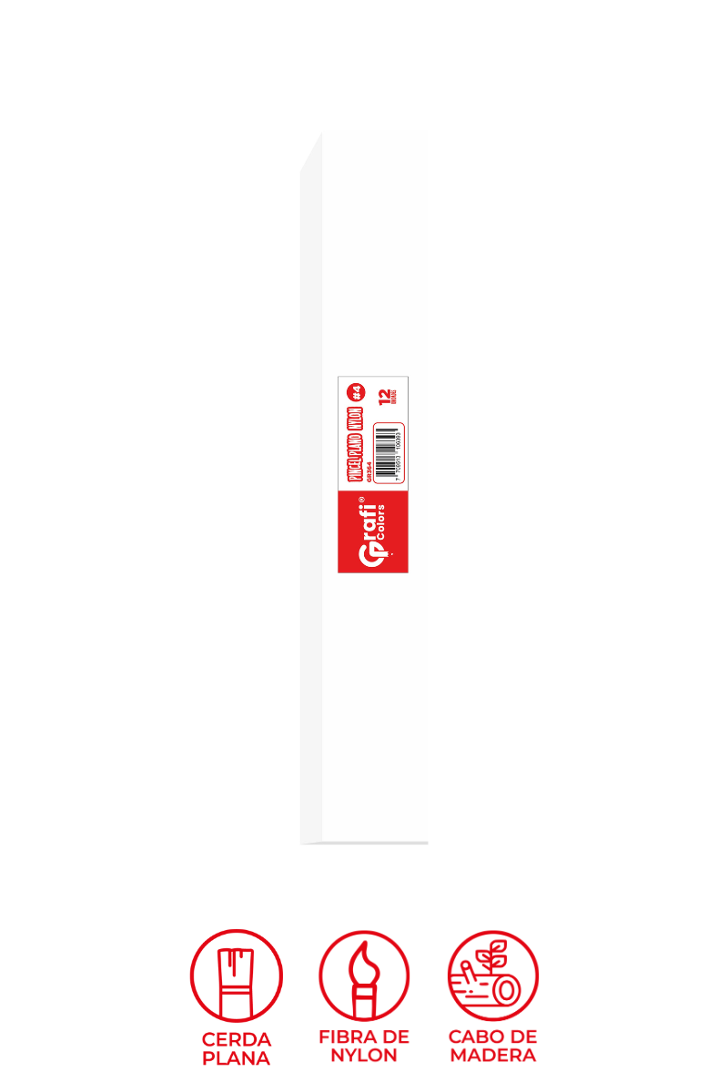 Pincel Grafi Colors Nylon Plano # 04 X 12 Unidades