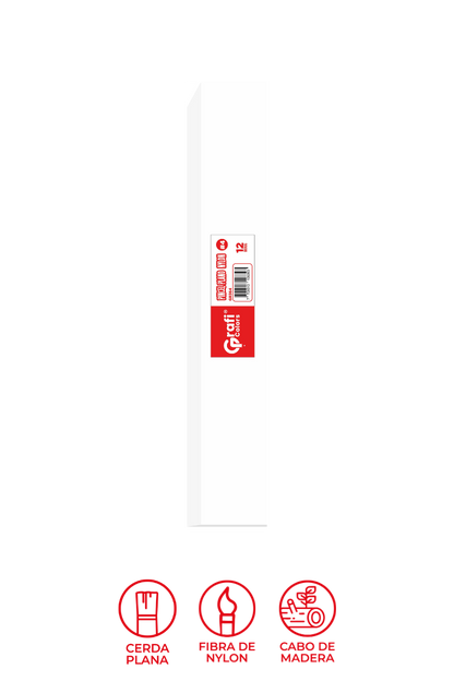 Pincel Grafi Colors Nylon Plano # 04 X 12 Unidades