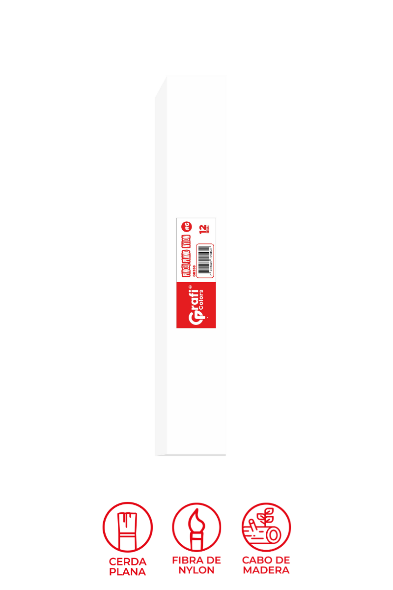 Pincel Grafi Colors Nylon Plano # 06 X 12 Unidades