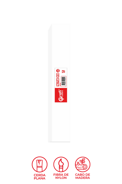 Pincel Grafi Colors Nylon Plano # 06 X 12 Unidades