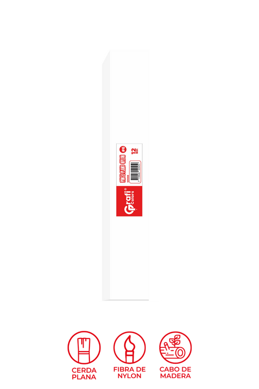 Pincel Grafi Colors Nylon Plano # 06 X 12 Unidades