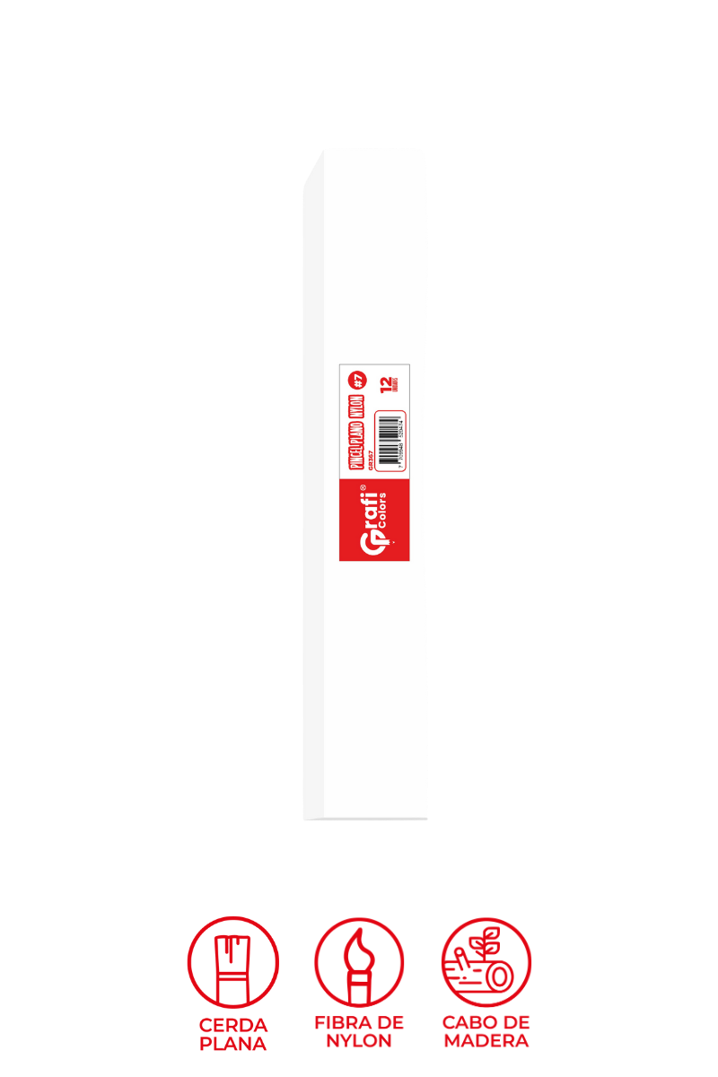 Pincel Grafi Colors Nylon Plano # 07 X 12 Unidades