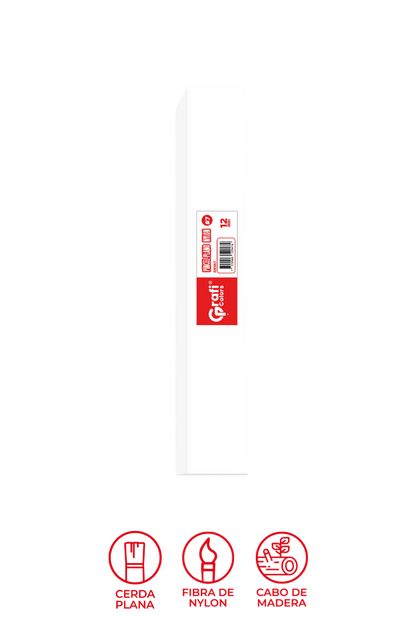 Pincel Grafi Colors Nylon Plano # 07 X 12 Unidades