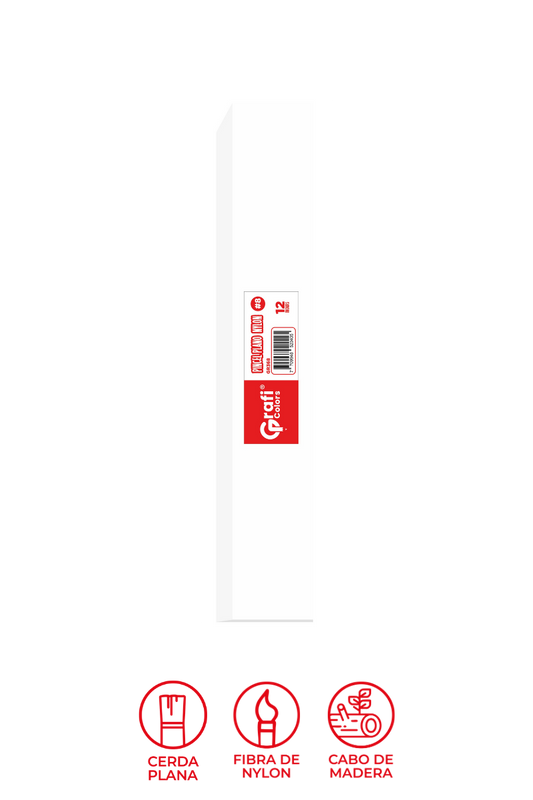 Pincel Grafi Colors Nylon Plano # 08 X 12 Unidades