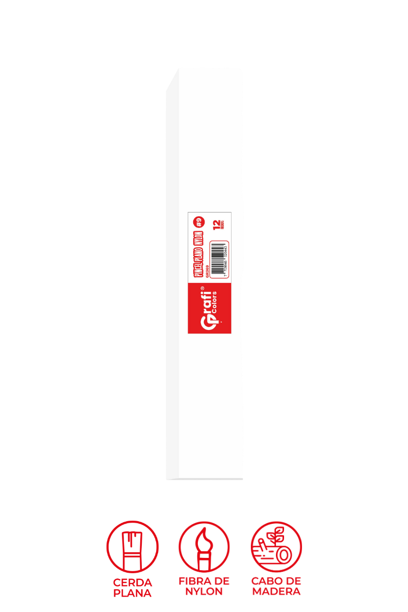 Pincel Grafi Colors Nylon Plano # 09 X 12 Unidades