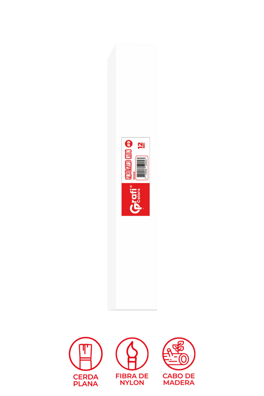 Pincel Grafi Colors Nylon Plano # 09 X 12 Unidades