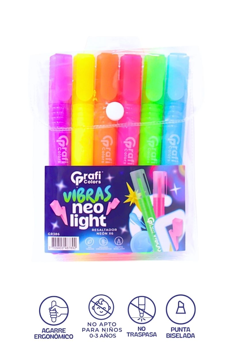Resaltador Neon X 6 Vibras Bolsa