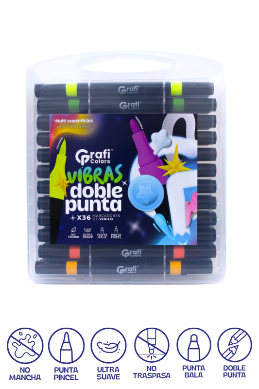 Marcador De Vinilo Grafi Colors Vibras Doble Punta X 36