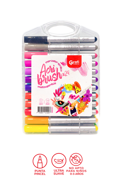 Marcador Acri Brush X 24 Grafi Colors