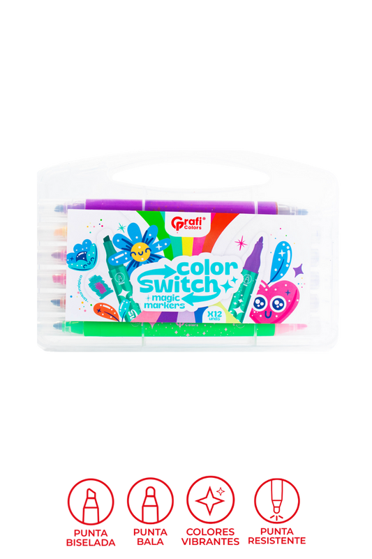Marcadores Mágicos Grafi Colors Colors Switch  Doble Punta x 12 Unidades