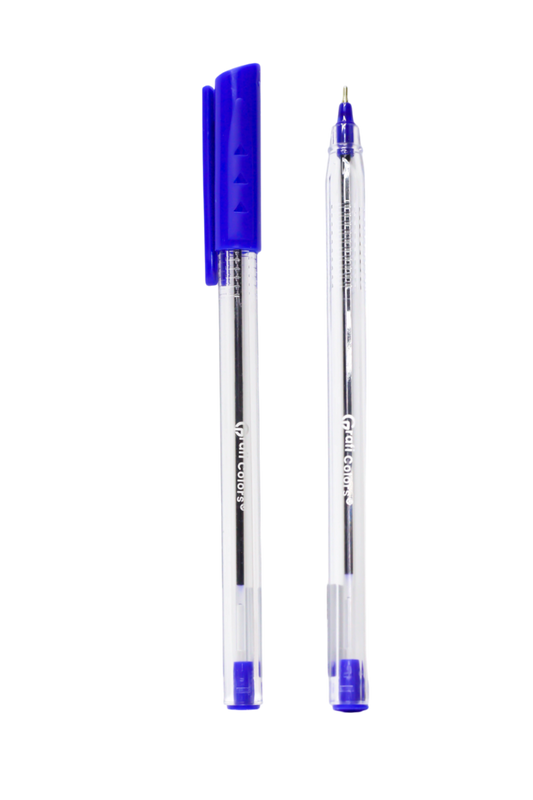 Lapicero Grafi Colors Clear Pen Tradicional Transparente Mina Azul 0.7 Mm X 12 Unidades