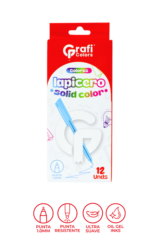 Lapicero Grafi Colors Solid Color De Colores Cuerpo Solido 1.0 Mm X 12 Unidades