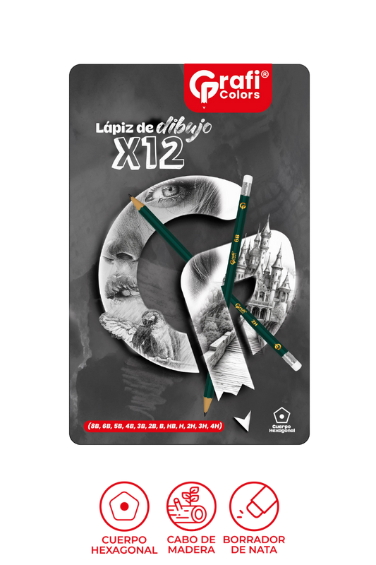 Lápiz De Dibujo Grafi Colors X 12 Caja Metálica