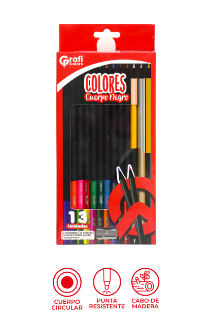 Color Grafi Colors X 13 Lápices 16 Colores Negro