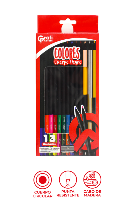 Color Grafi Colors X 13 Lápices 16 Colores Negro