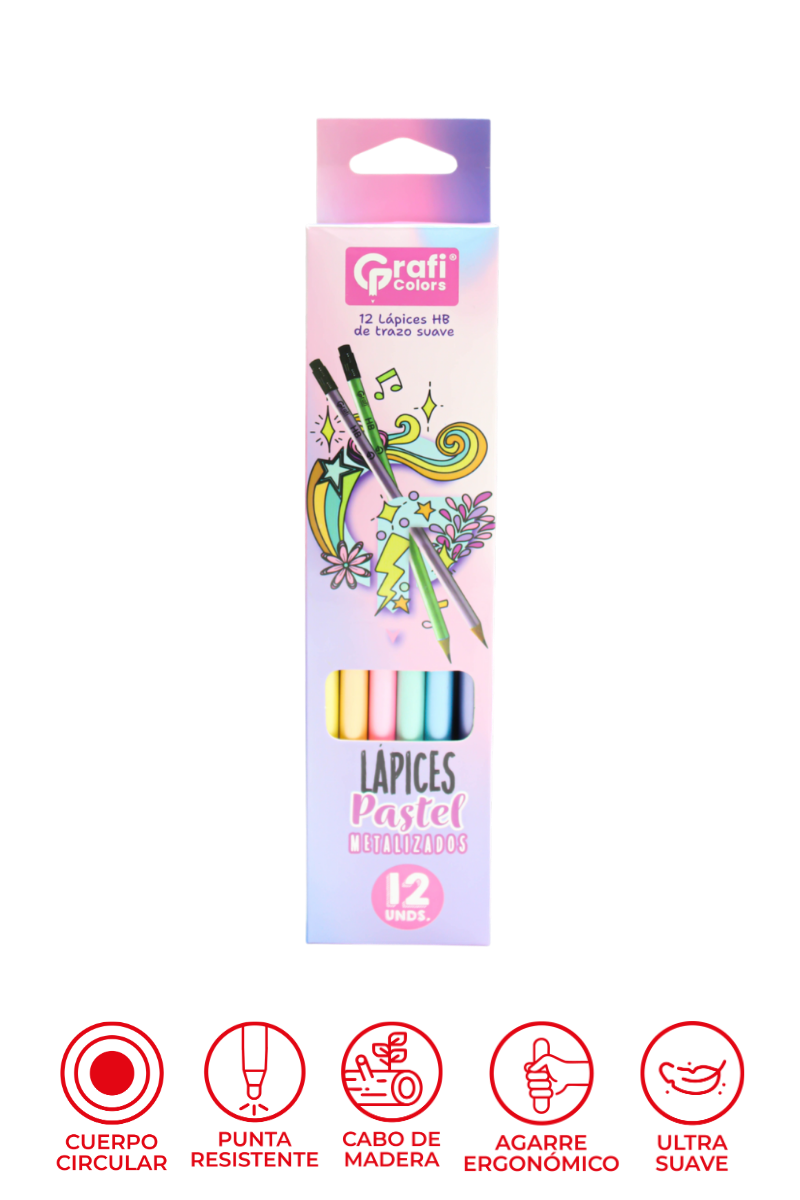 Lápiz Pastel Metalizado Grafi Colors X12