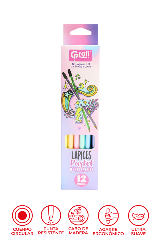 Lápiz Pastel Metalizado Grafi Colors X12