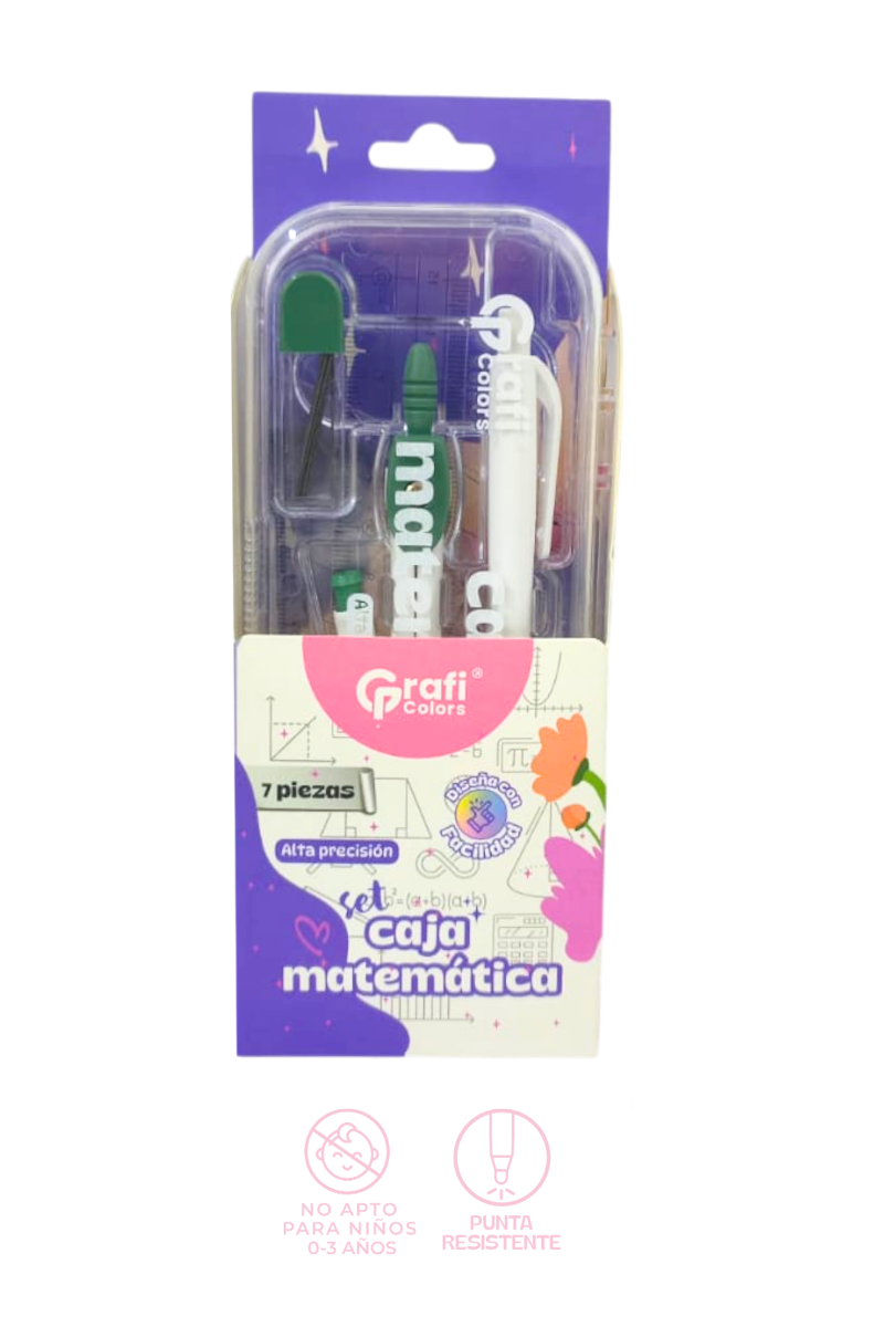 KIT GEOMETRICO CON COMPAS X7 GRAFI COLORS