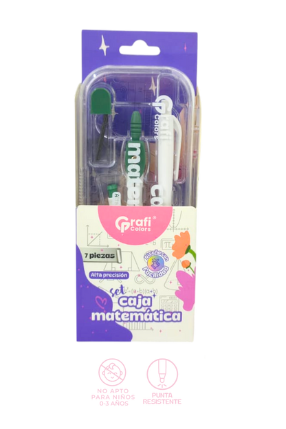 KIT GEOMETRICO CON COMPAS X7 GRAFI COLORS