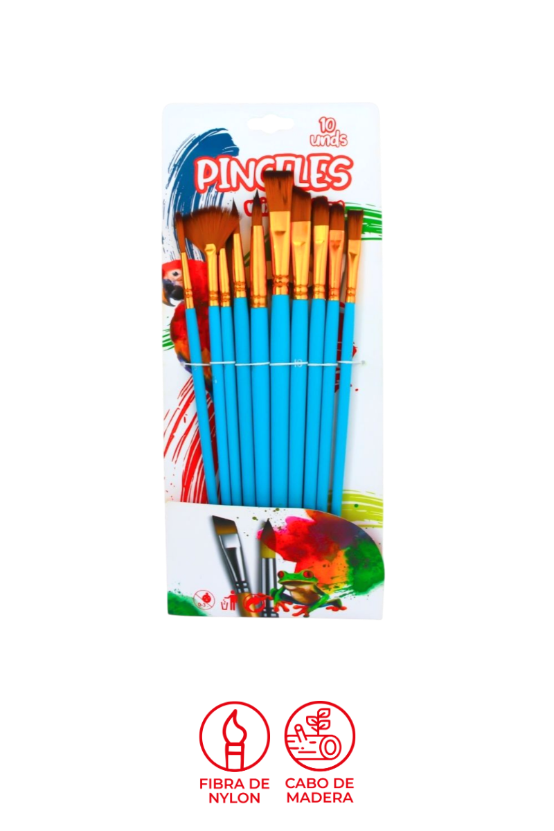 Set Pinceles X10 Cerda Fina Grafi Colors