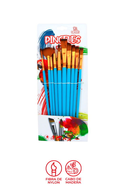 Set Pinceles X10 Cerda Fina Grafi Colors