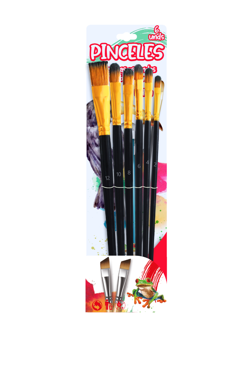 Set Pinceles Lengua De Gato X6 Grafi Colors