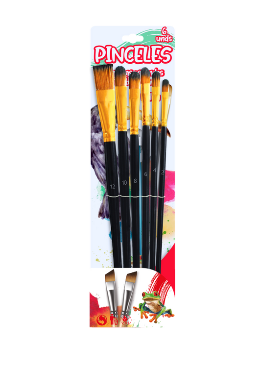 Set Pinceles Lengua De Gato X6 Grafi Colors
