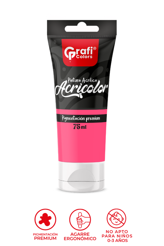 Pintura Acrílica Grafi Colors Color Fucsia 75ml X 6 Unidades