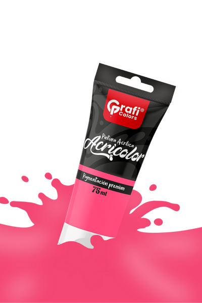 Pintura Acrílica Grafi Colors Color Fucsia 75ml X 6 Unidades