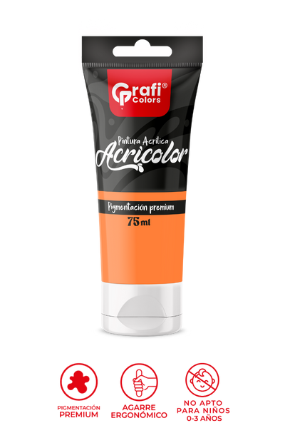 Pintura Acrílica Grafi Colors Color Naranja 75ml