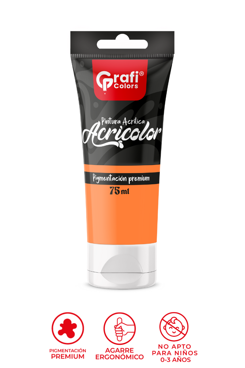 Pintura Acrílica Grafi Colors Color Naranja 75ml