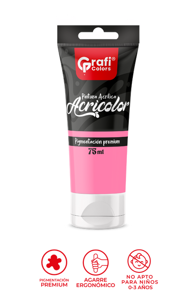 Pintura Acrílica Grafi Colors Color Rosado 75ml X 6 Unidades