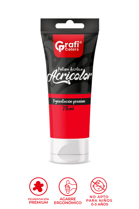 Pintura Acrílica Grafi Colors Color Rojo 75ml X 6 Unidades