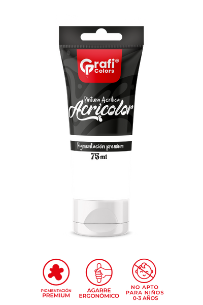 Pintura Acrílica Grafi Colors Color Blanco 75ml X 6 Unidades