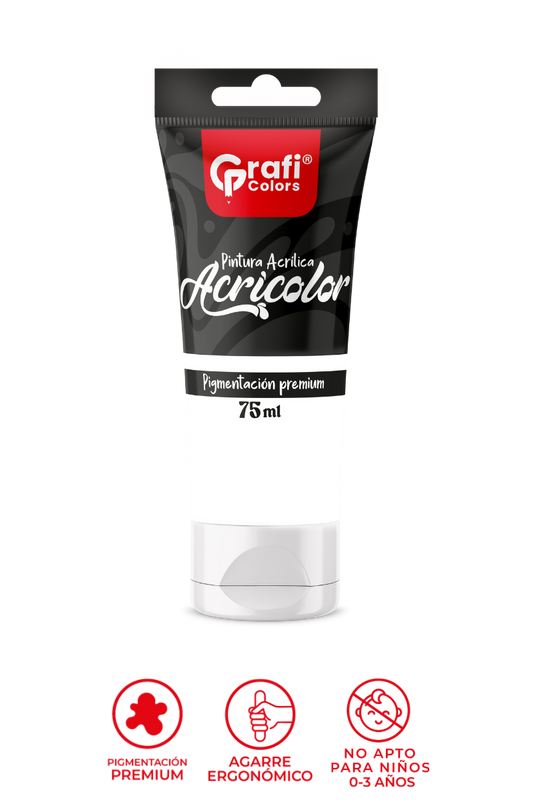 Pintura Acrílica Grafi Colors Color Blanco 75ml X 6 Unidades