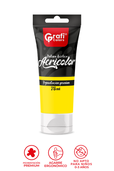 Pintura Acrílica Grafi Colors Color Amarillo 75ml X 6 Unidades