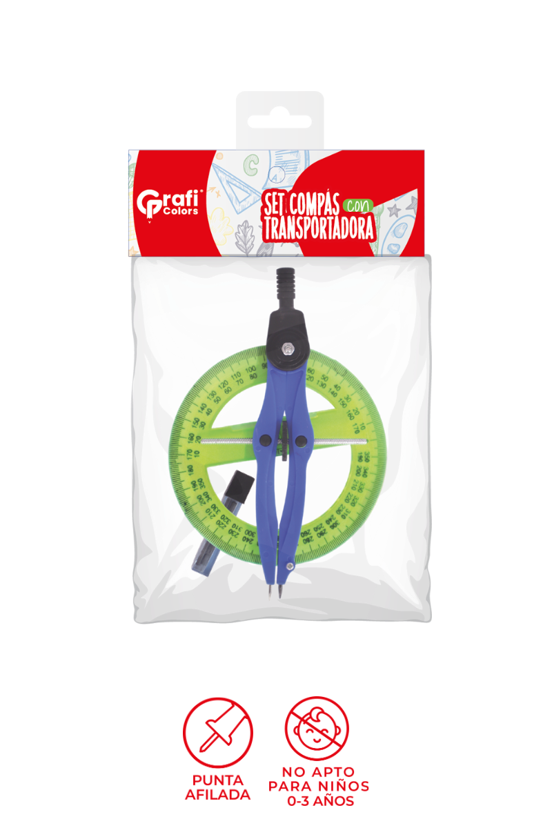 Set Transportador Y Compas Grafi Colors