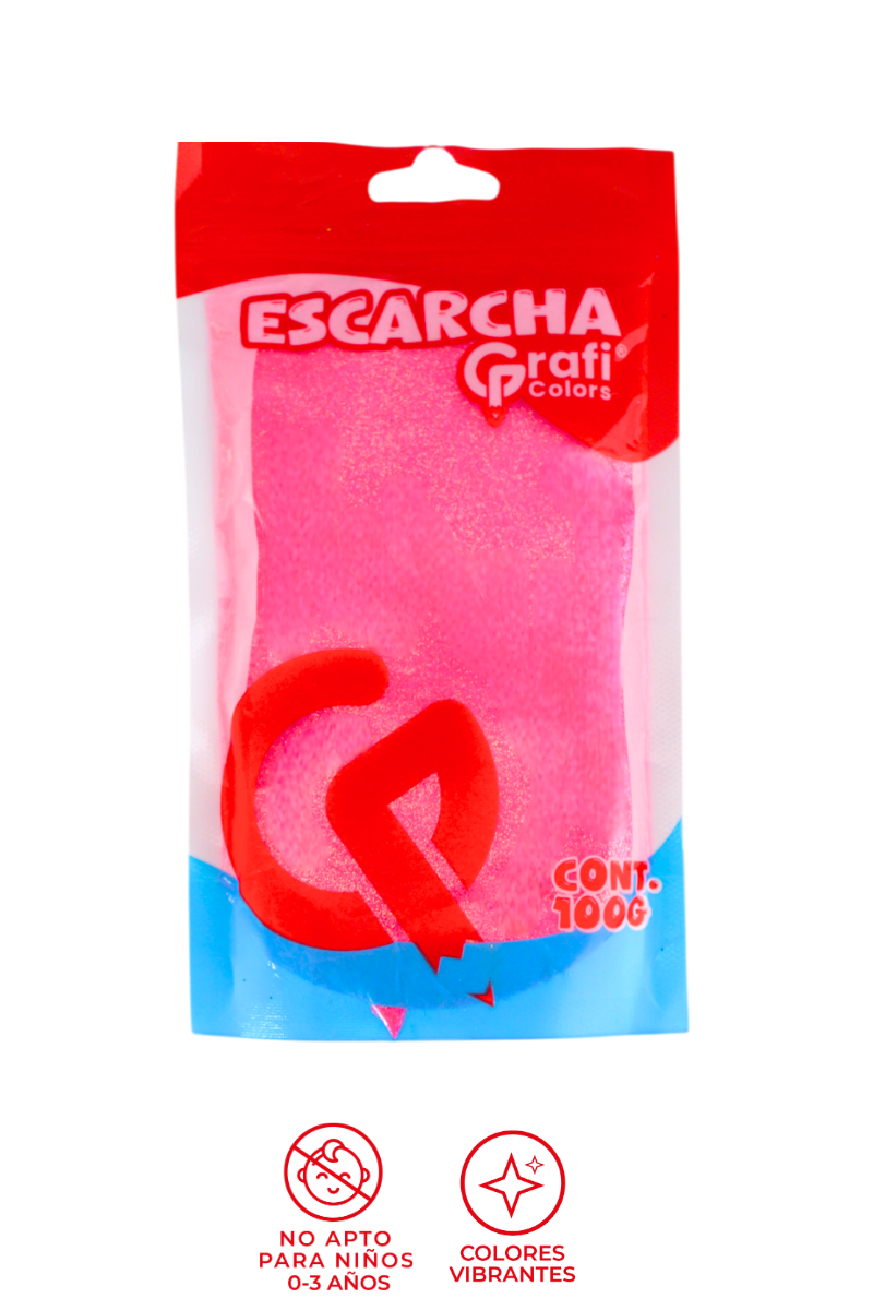 Escarcha Fucsia Fluorecente Grafi Colors 100 Gramos