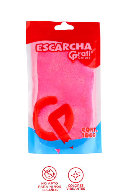 Escarcha Fucsia Fluorecente Grafi Colors 100 Gramos