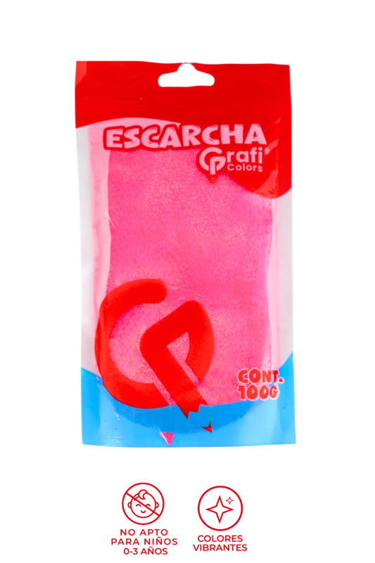 Escarcha Fucsia Fluorecente Grafi Colors 100 Gramos