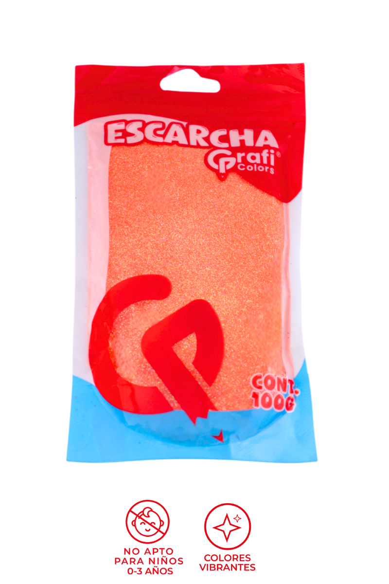 Escarcha Naranja Fluorecente Grafi Colors 100 Gramos
