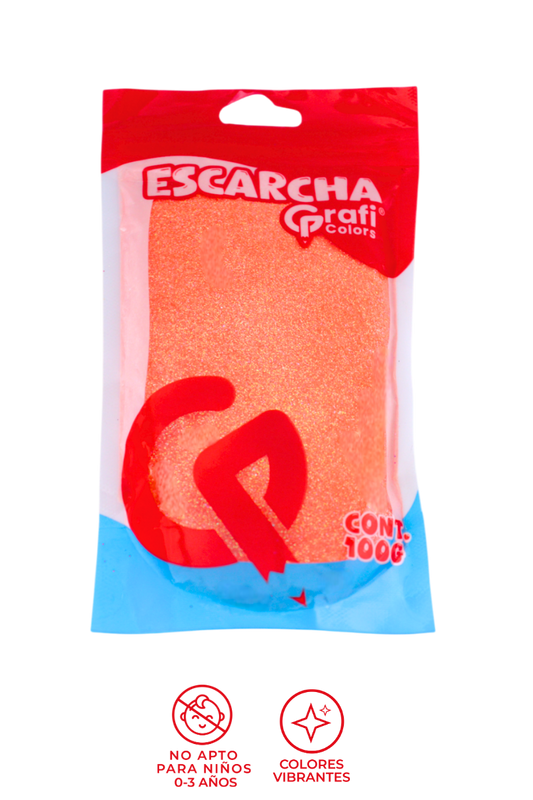 Escarcha Naranja Fluorecente Grafi Colors 100 Gramos