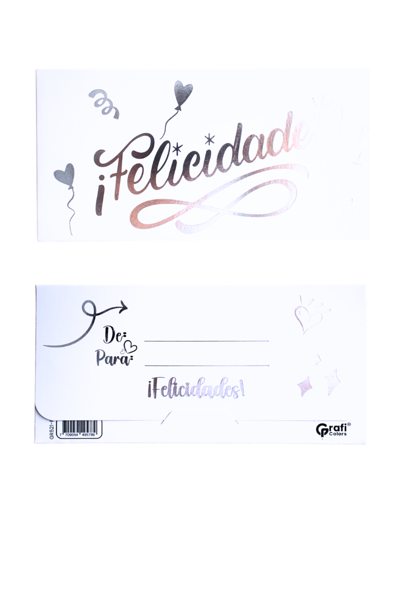 Tarjeta Lluvia de Sobre FELICIDADES con reserva x 12 Unidades