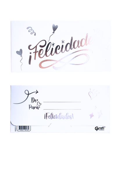 Tarjeta Lluvia de Sobre FELICIDADES con reserva x 12 Unidades