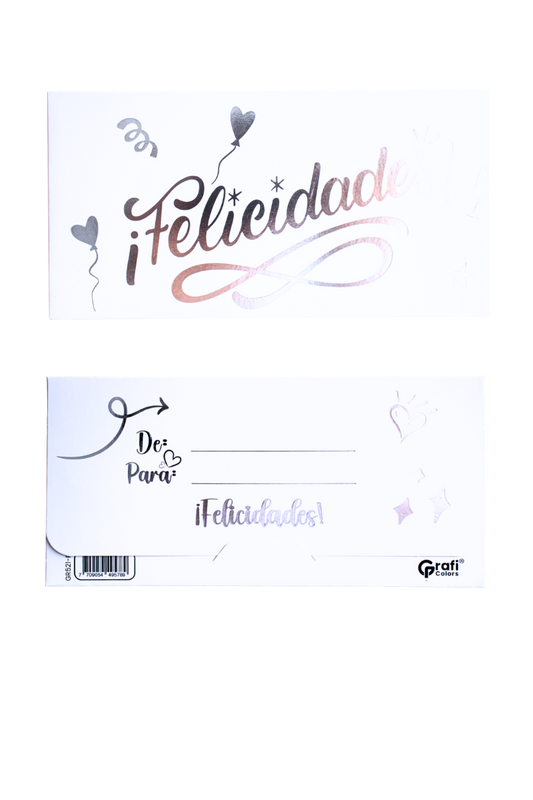 Tarjeta Lluvia de Sobre FELICIDADES con reserva x 12 Unidades
