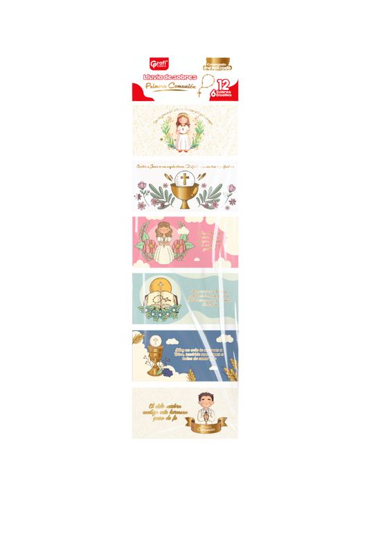 Lluvia De Sobres X12 Metalizadas Grafi Colors Primera Comunion