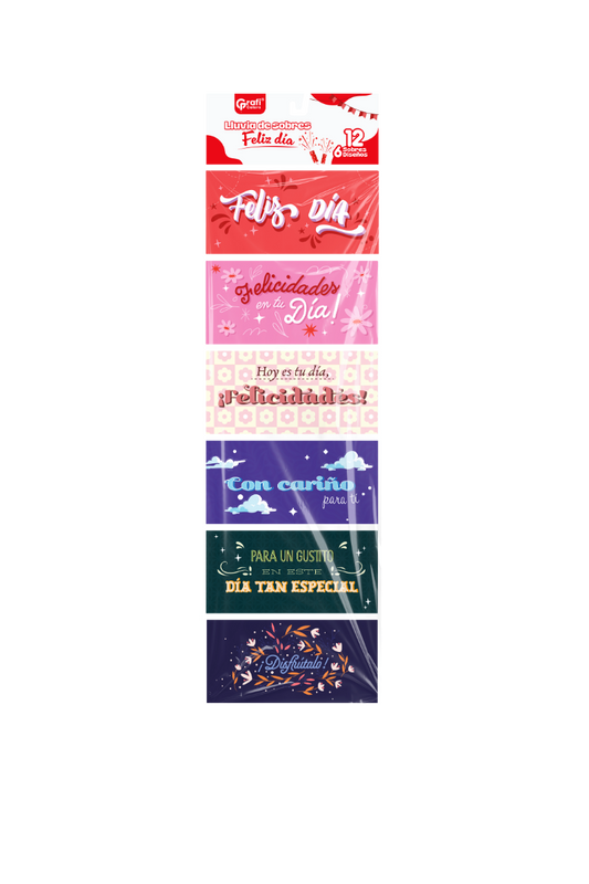 Lluvia De Sobres X12 Colores Grafi Colors Feliz Dia